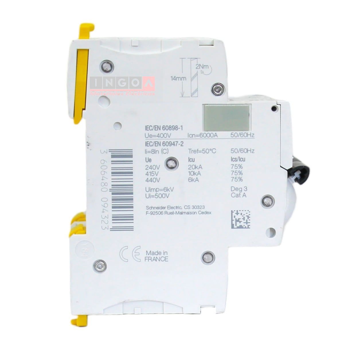 Int. Automatico Schneider IC60N - 4x20A 10KA C Acti9 A9F77420 - Vista 4