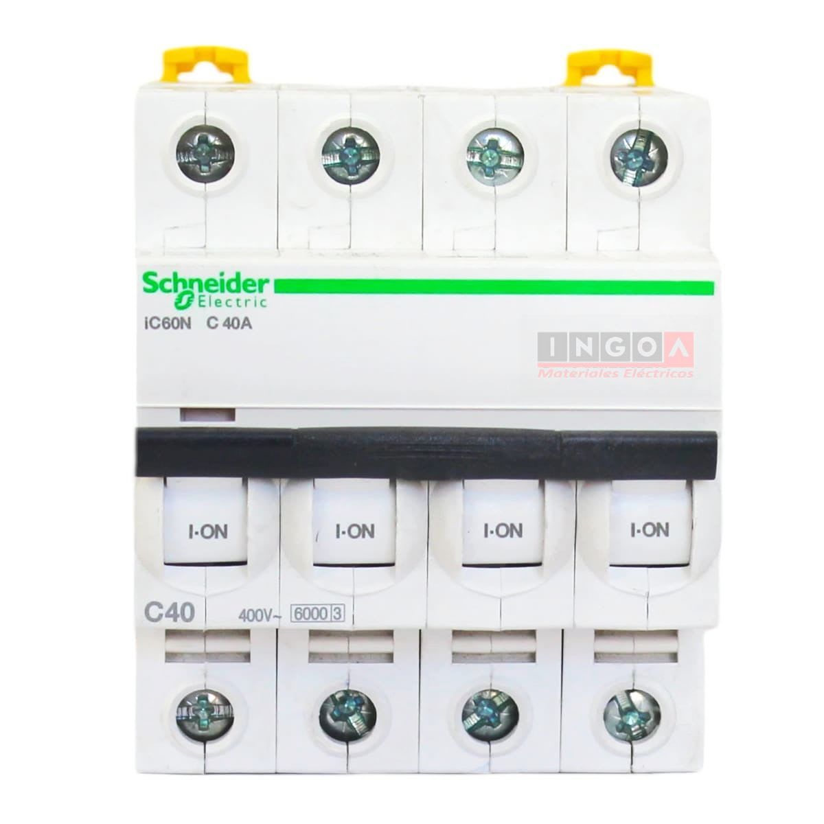 Int. Automatico Schneider IC60N - 4x40A 10KA C Acti9 A9F77440 - Vista 2