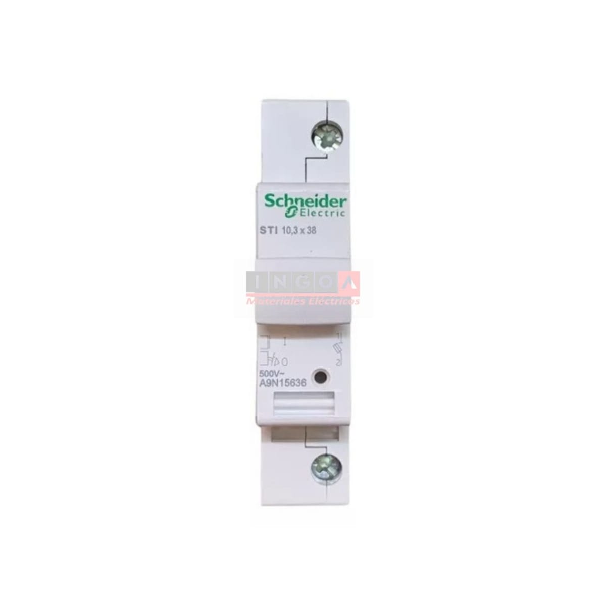Portafusible 1P 10x38mm 1x32A, 500V S/Fusible - Schneider - Vista 3