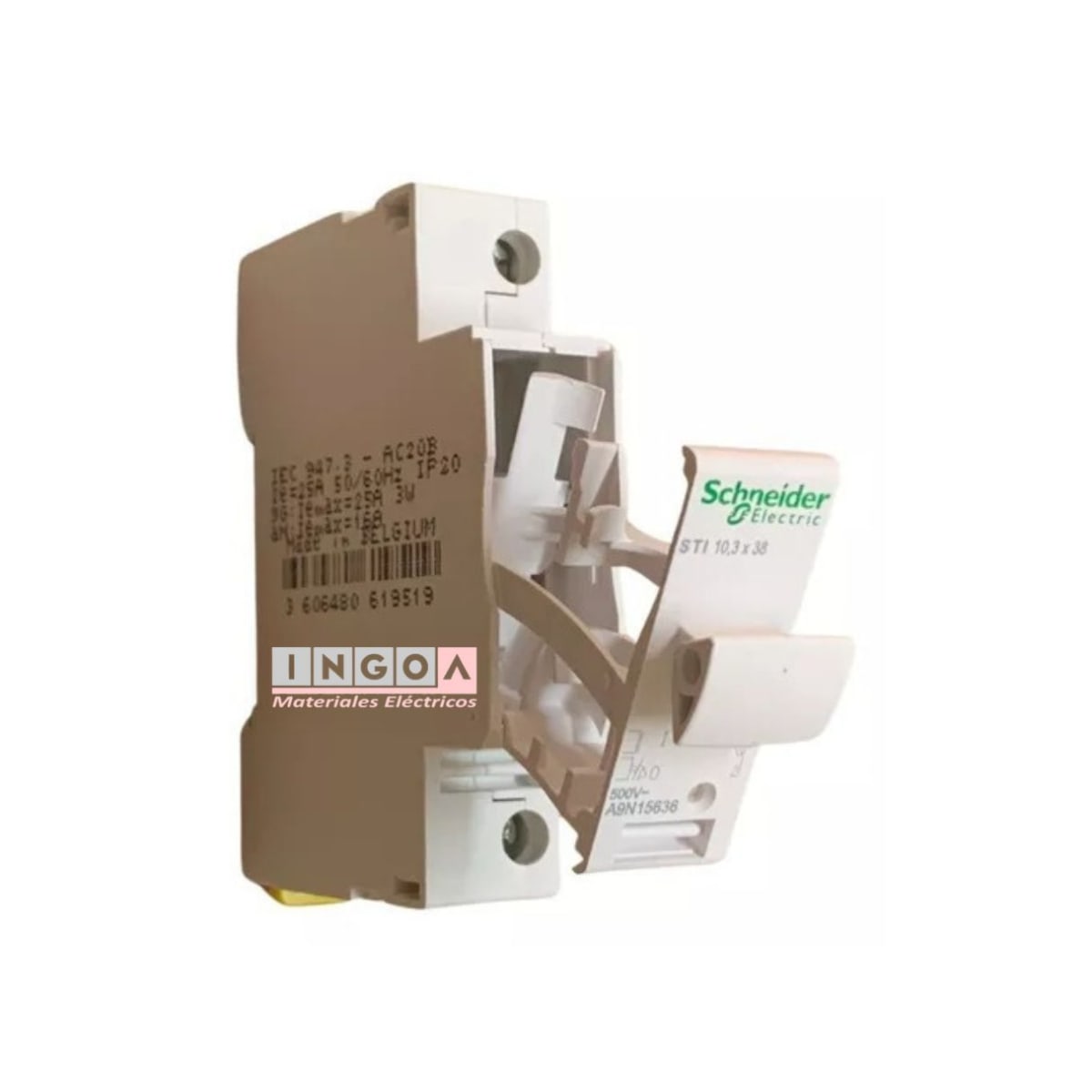 Portafusible 1P 10x38mm 1x32A, 500V S/Fusible - Schneider - Vista 4