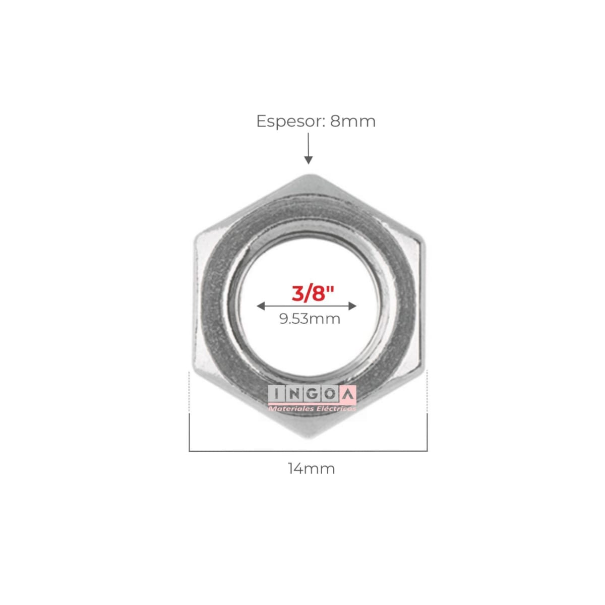 Tuerca Hexagonal 3/8 Zincada2