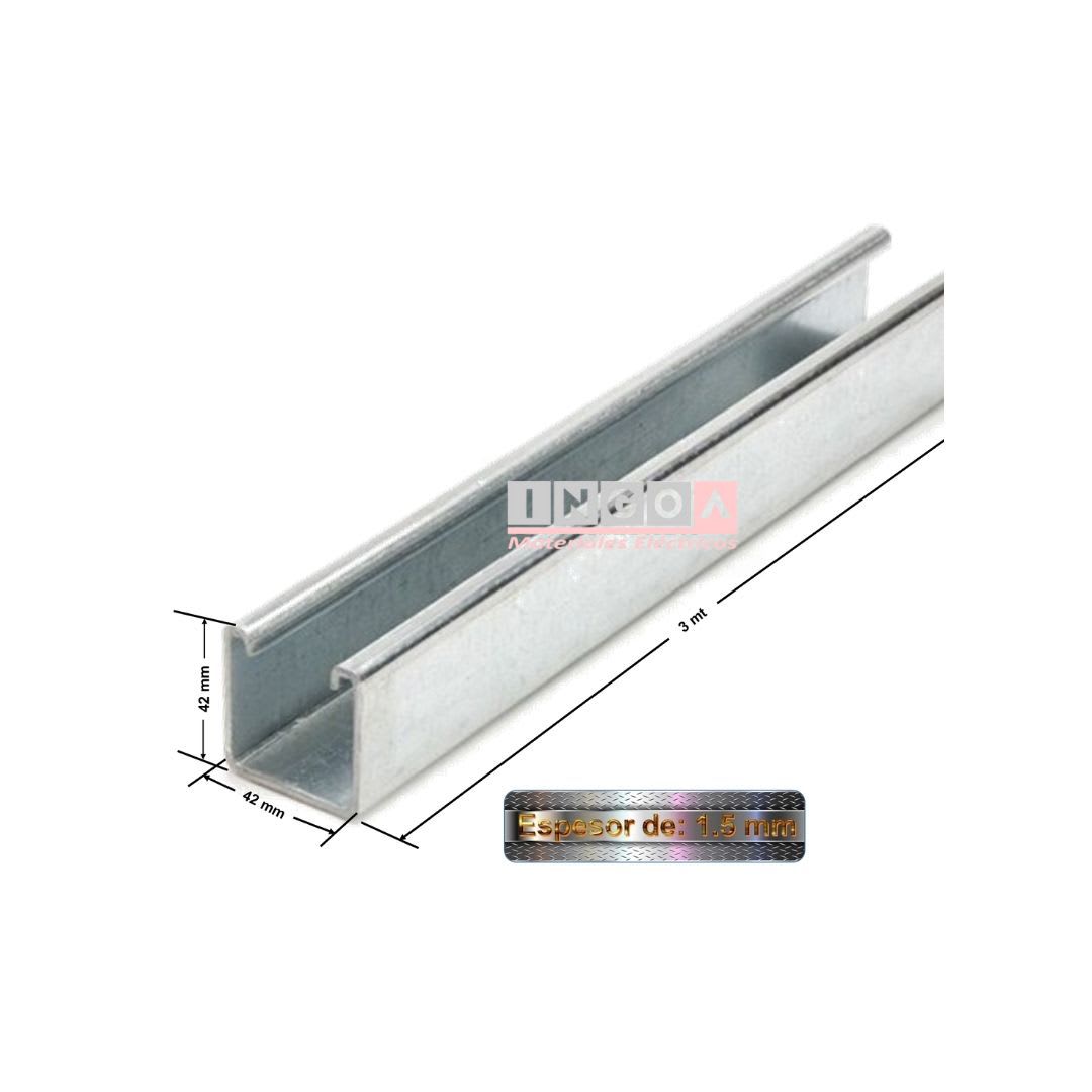 Riel Unistrut 42X42 1,5MM Tira de 3 Mts Zincado Liso - Vista 2