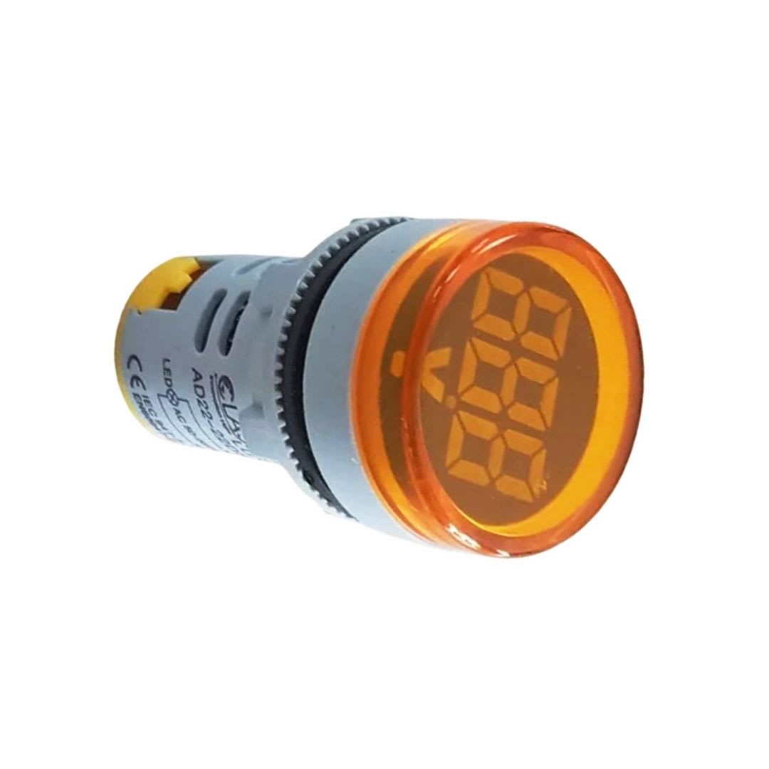 Luz Piloto Led Amarilla con Voltimetro 20-500VAC 22mm 0