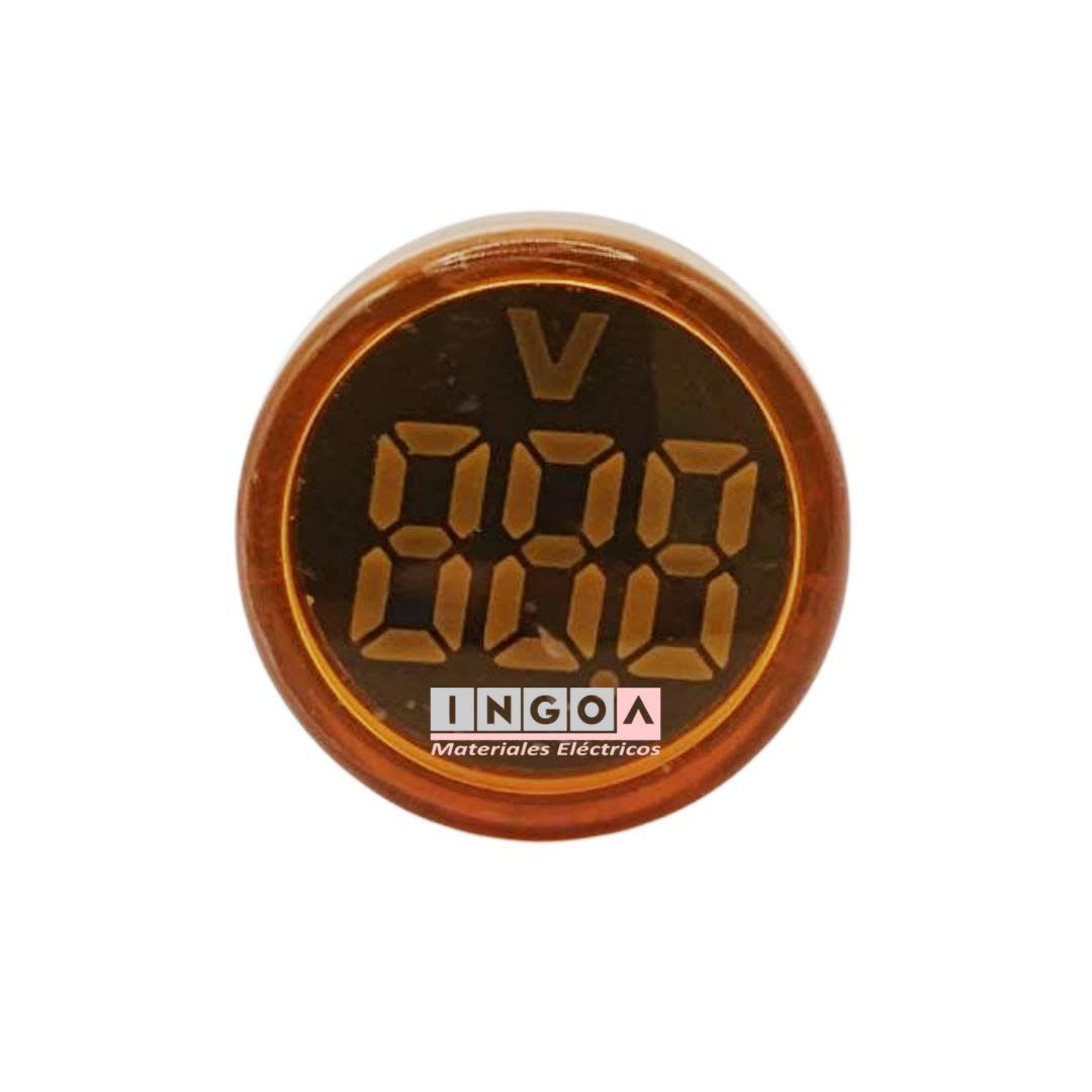 Luz Piloto Led Amarilla con Voltimetro 20-500VAC 22mm2