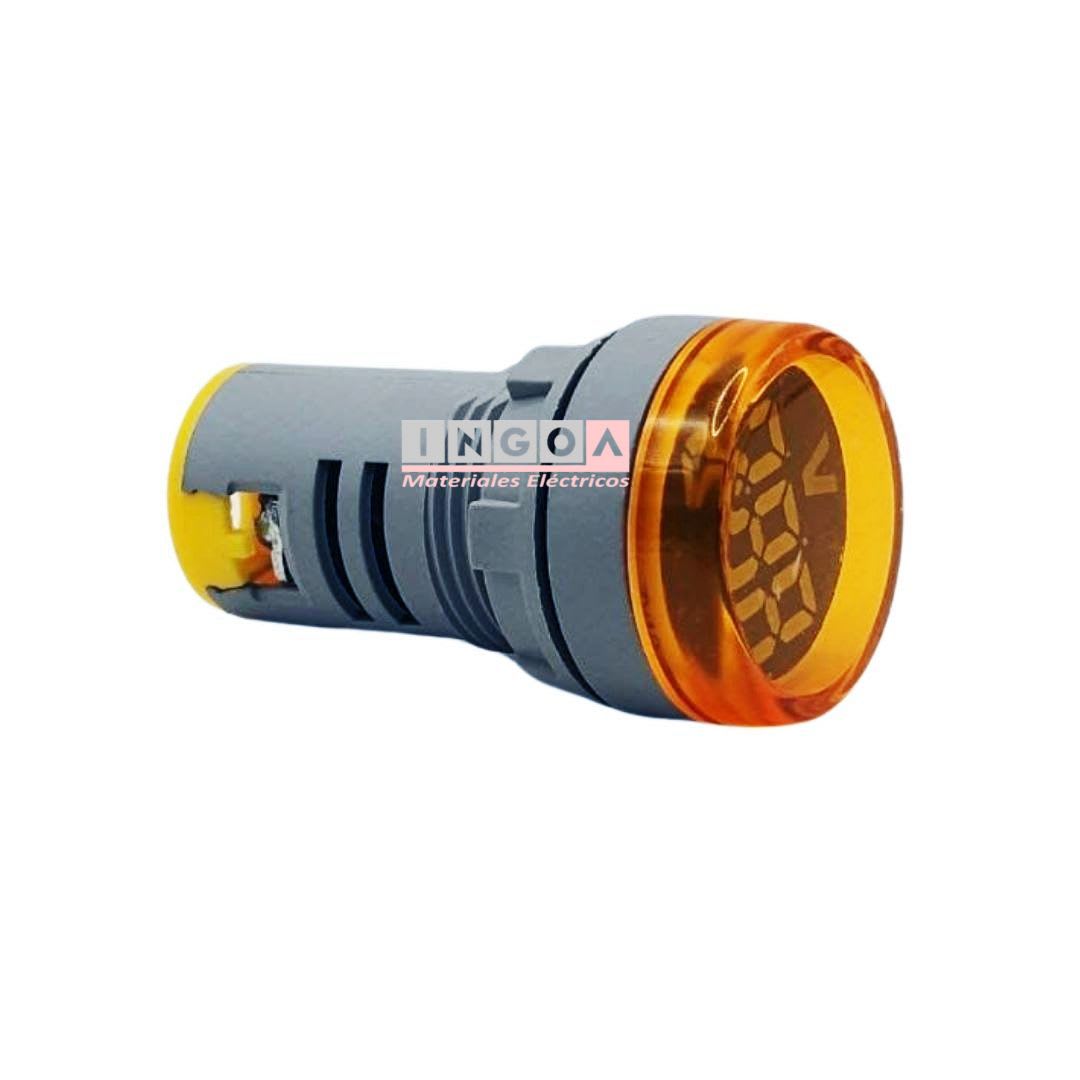 Luz Piloto Led Amarilla con Voltimetro 20-500VAC 22mm4