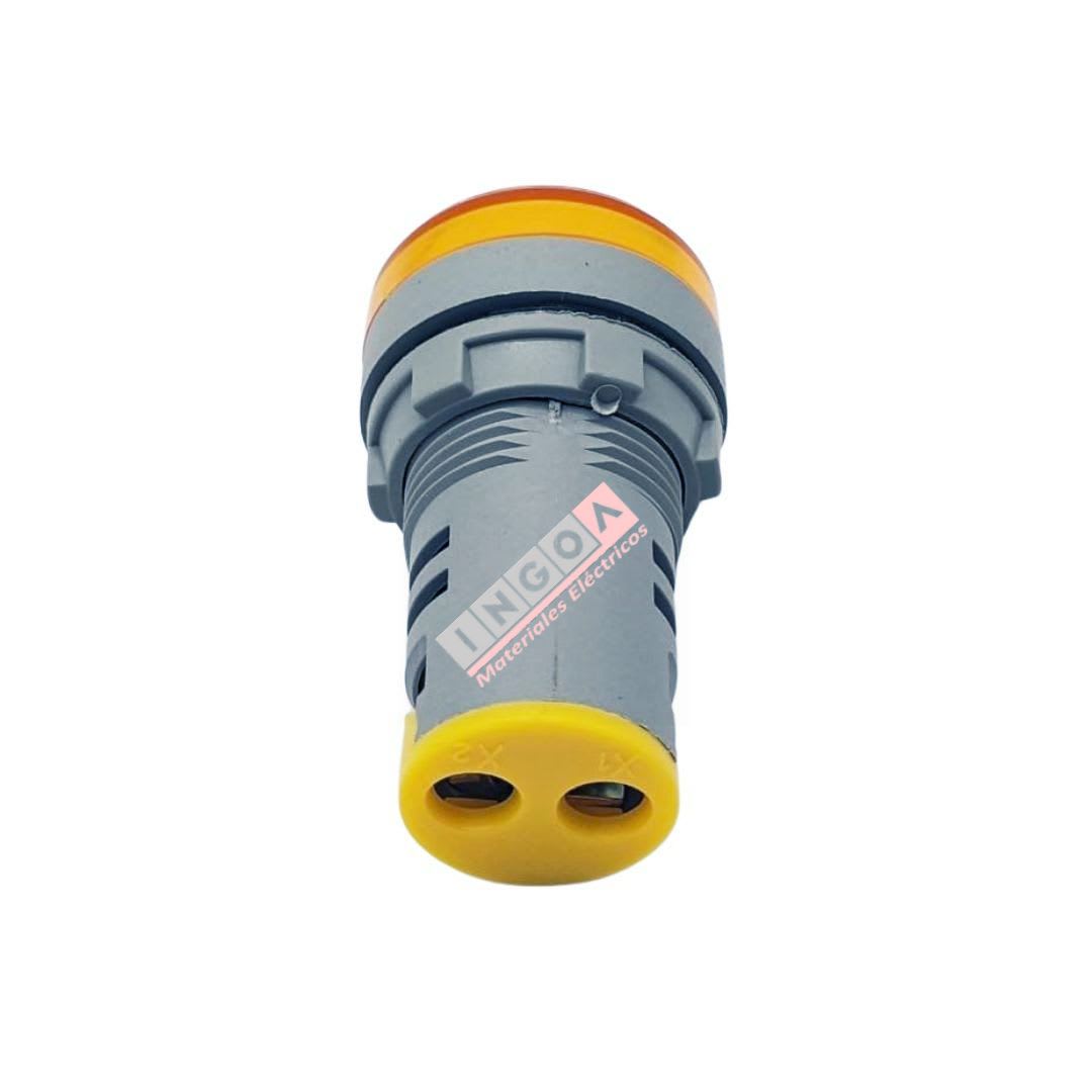 Luz Piloto Led Amarilla con Voltimetro 20-500VAC 22mm5