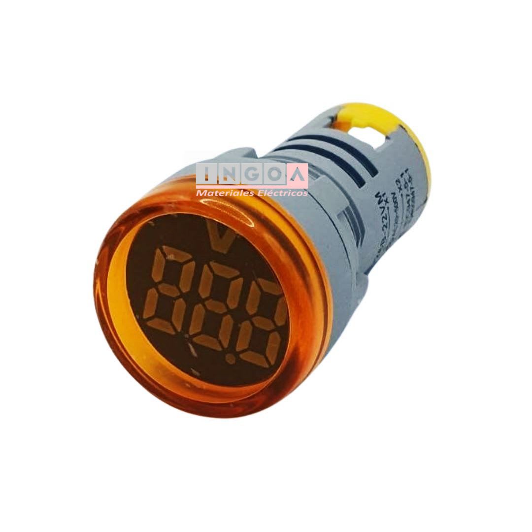 Luz Piloto Led Amarilla con Voltimetro 20-500VAC 22mm6