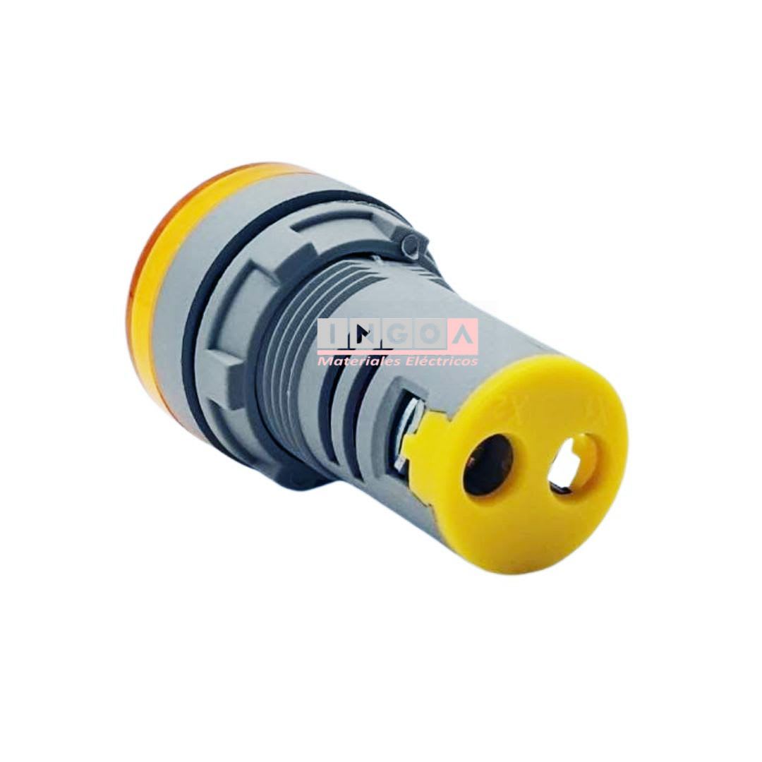 Luz Piloto Led Amarilla con Voltimetro 20-500VAC 22mm7