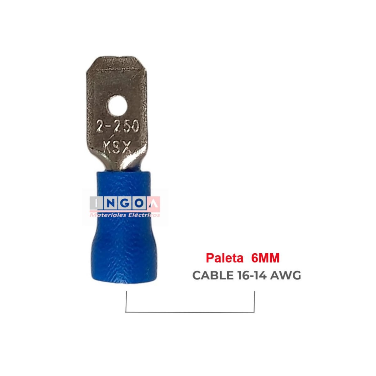 Terminal Macho Azul 16-14 Awg Paleta 6MM (100un) - Vista 2