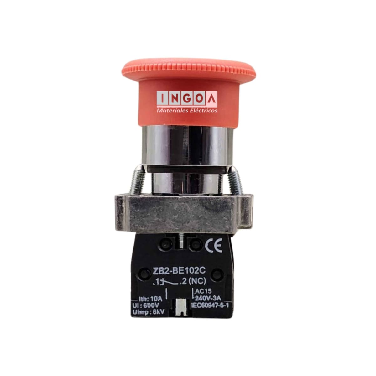 Pulsador Parada de Emergencia Con Retención 22MM 1NC Hongo 40MM - Vista 5