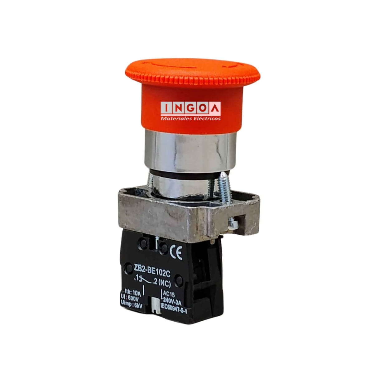 Pulsador Parada de Emergencia Con Retención 22MM 1NC Hongo 40MM - Vista 6