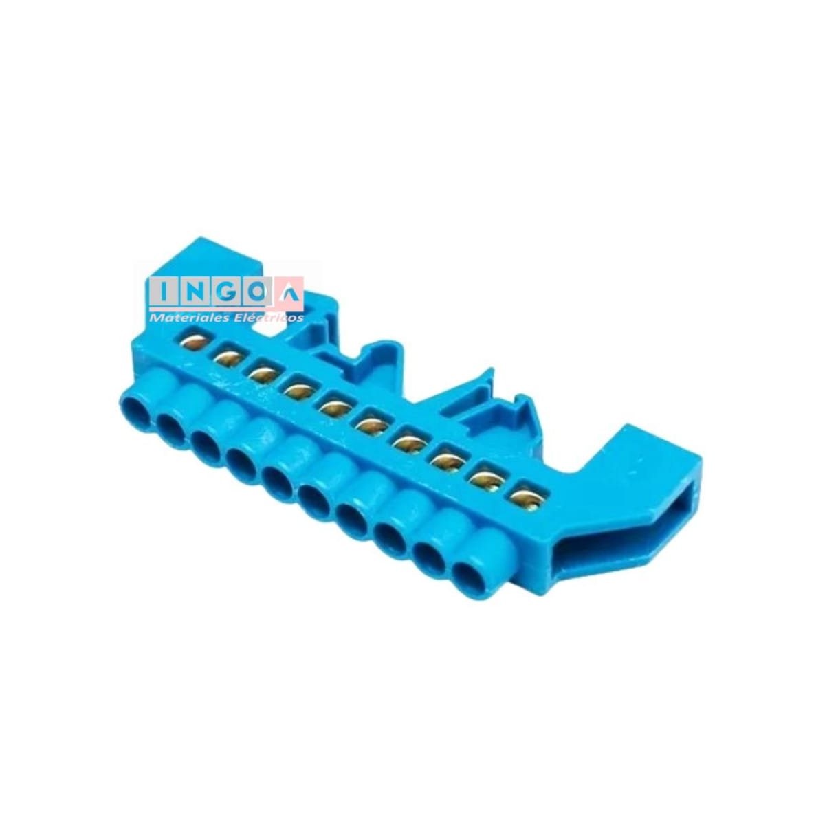 Barra Repartidora Riel Din 10 Conexiones Aislada Azul2