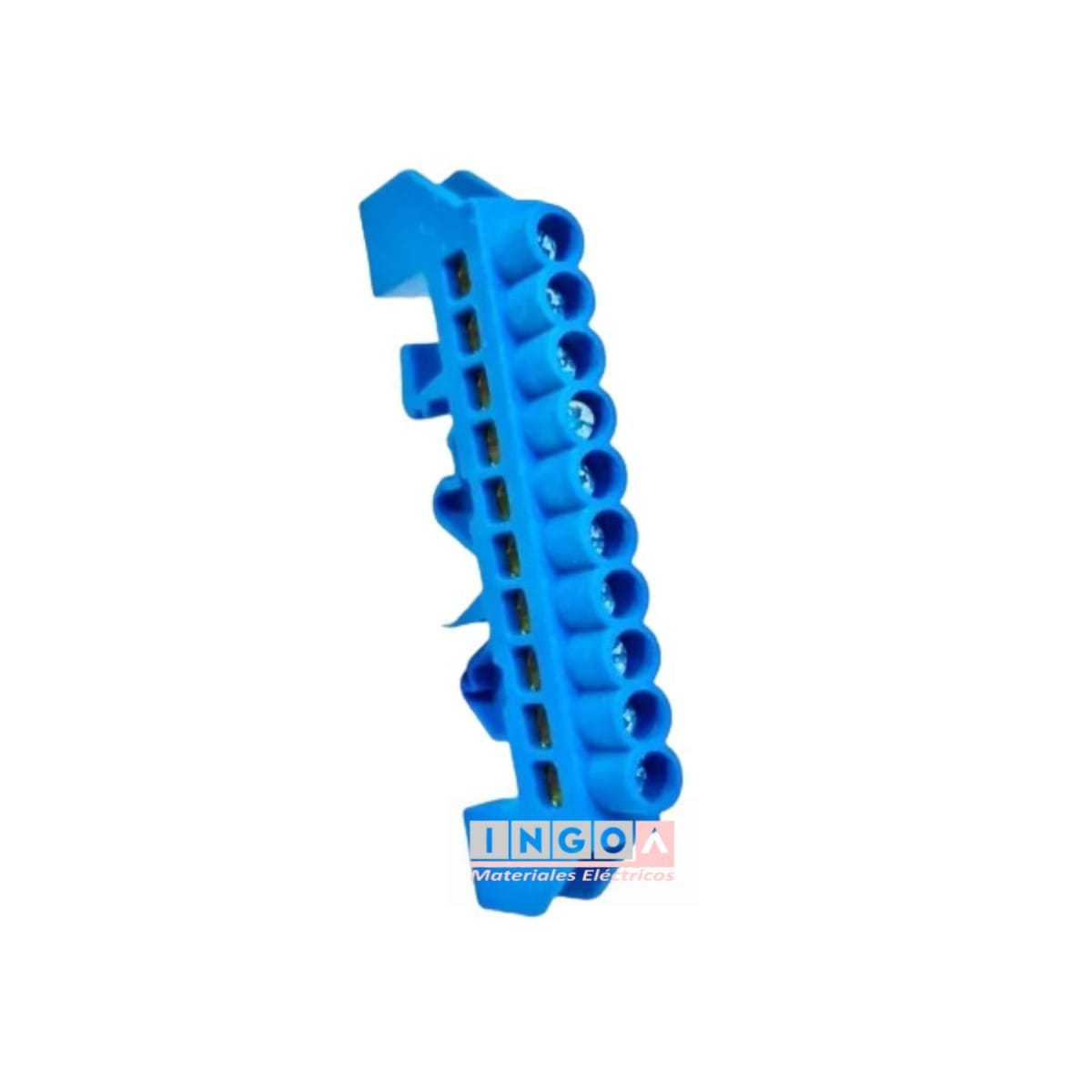 Barra Repartidora Riel Din 10 Conexiones Aislada Azul3