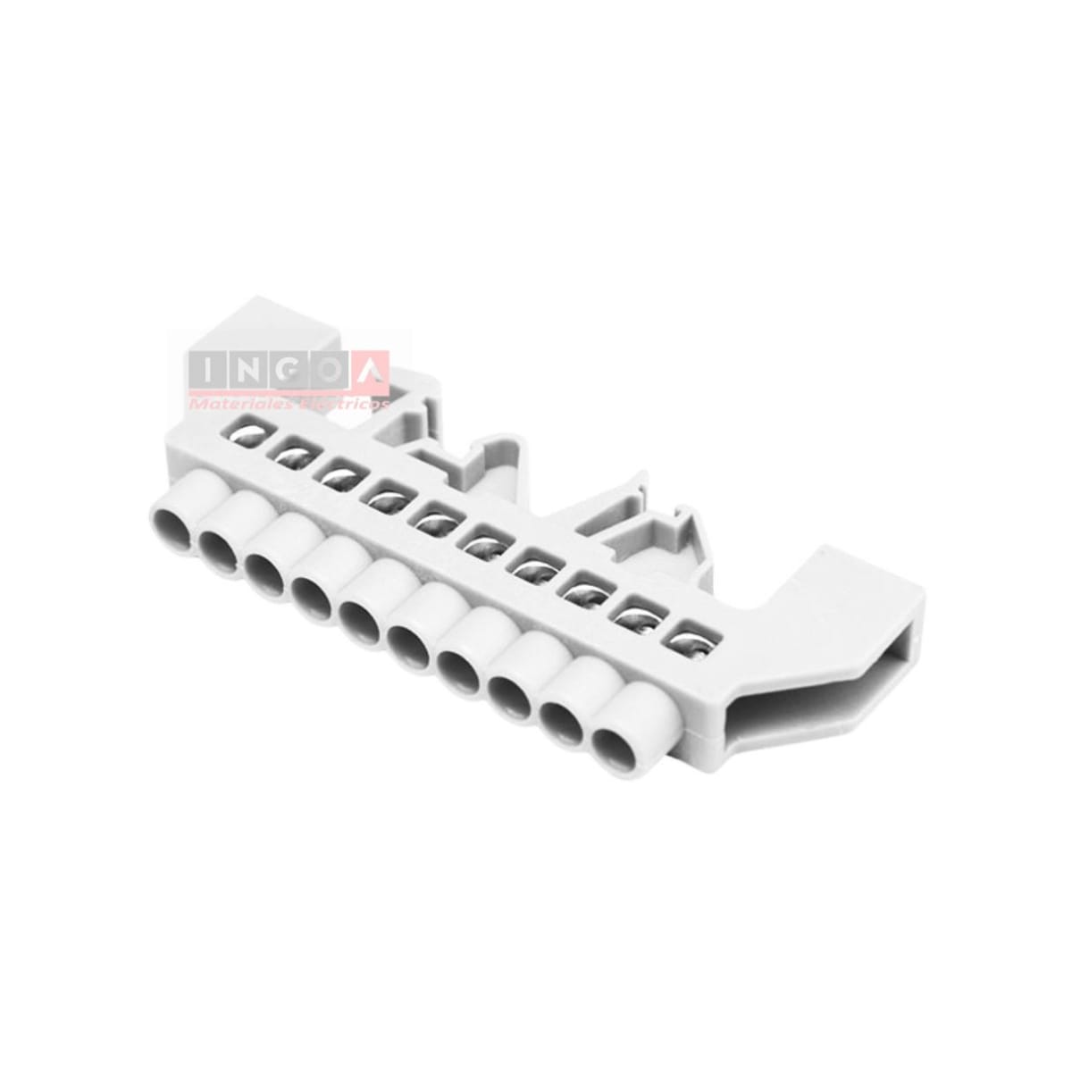 Barra Repartidora Riel Din 10 Conexiones Aislada Blanco2