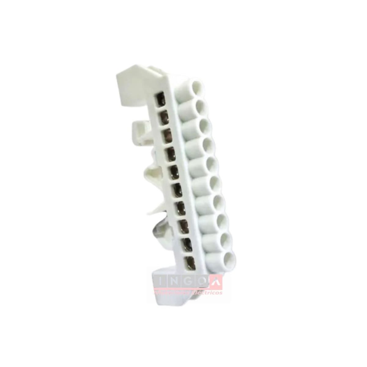 Barra Repartidora Riel Din 10 Conexiones Aislada Blanco3