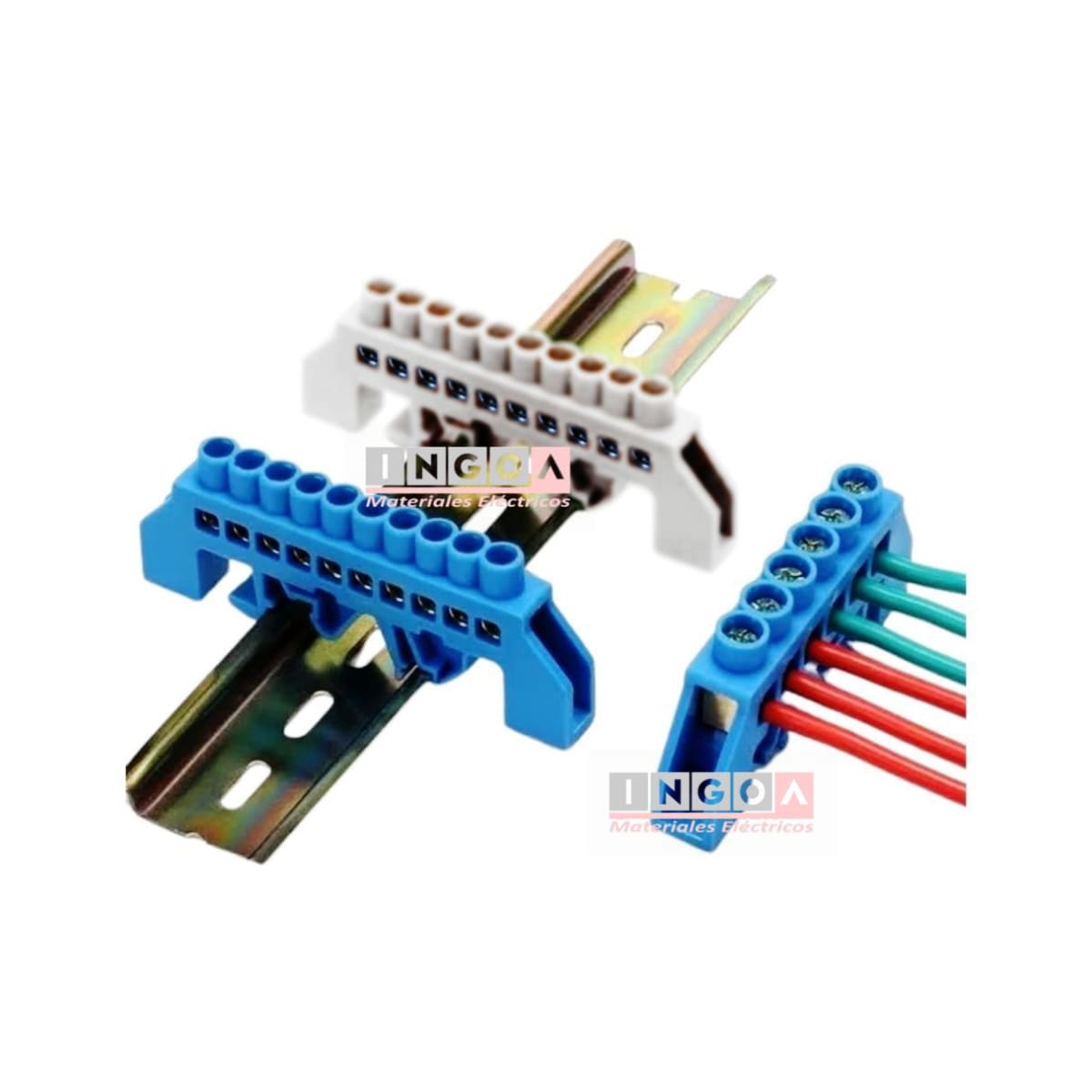 Barra Repartidora Riel Din 10 Conexiones Aislada Blanco5