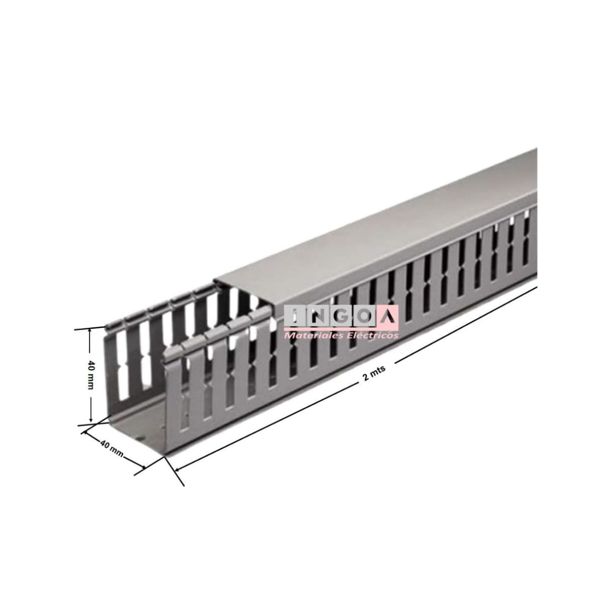 Canaleta 40x40mmx2mt Ranurada Gris3