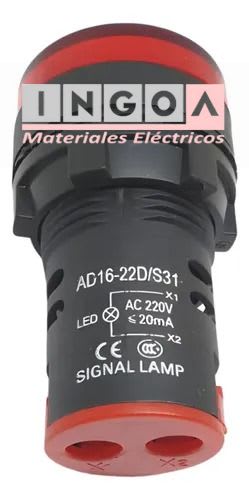 Luz Piloto Led Rojo 220VAC 22mm - Vista 3