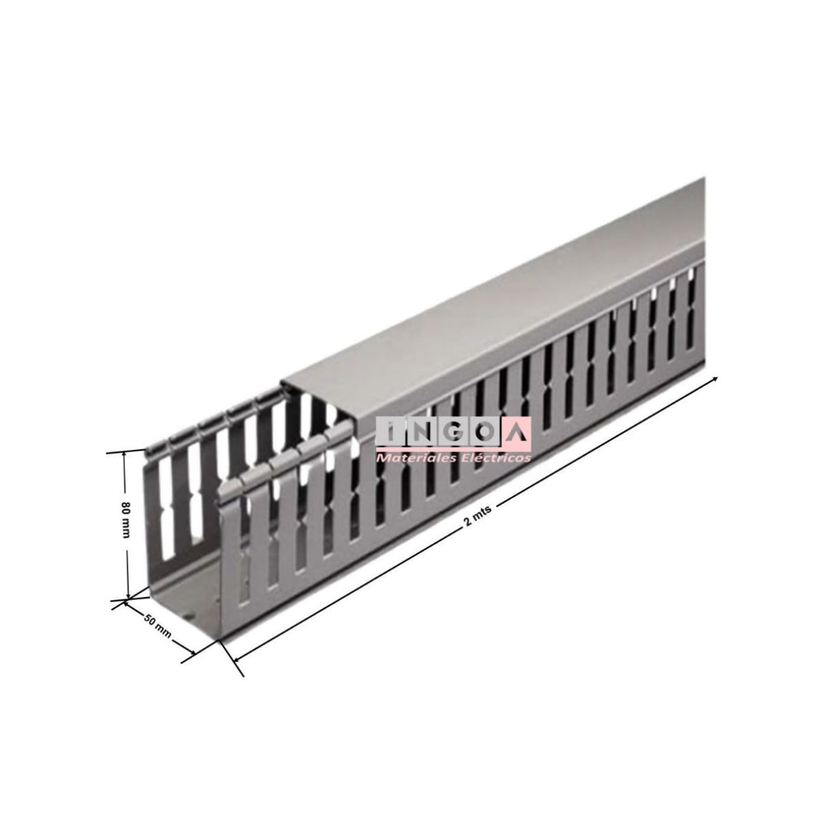 Canaleta 50x80mmx2mt Ranurada Gris3
