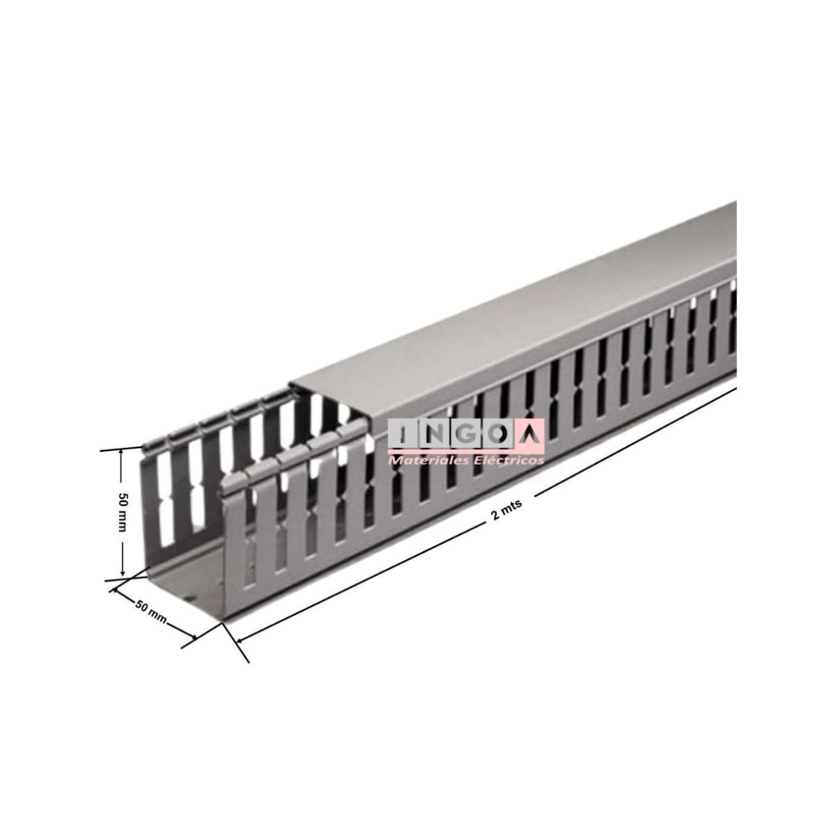 Canaleta 50x50mmx2mt Ranurada Gri.3