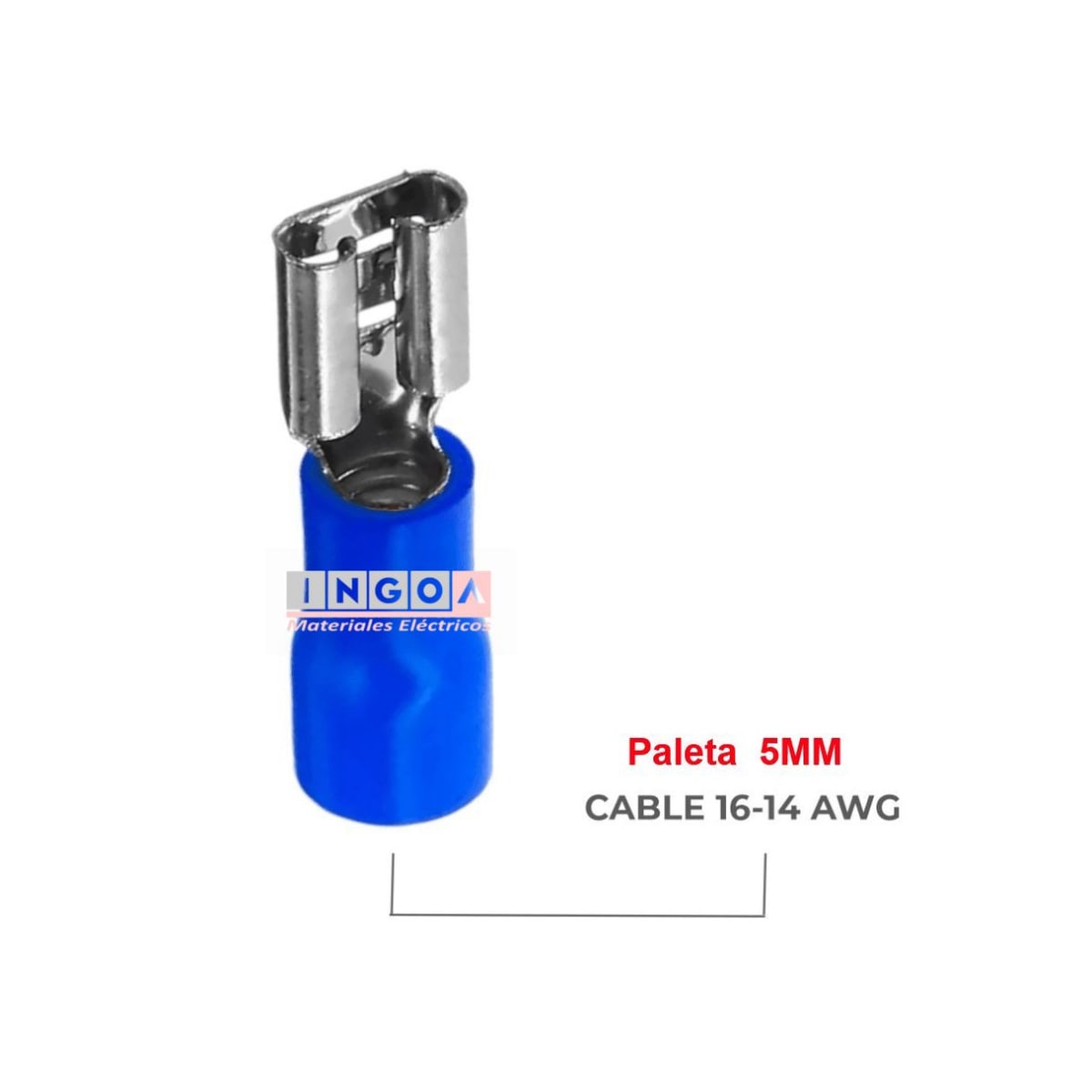 Terminal Hembra Azul 16-14 Awg Paleta 5MM (100un)2