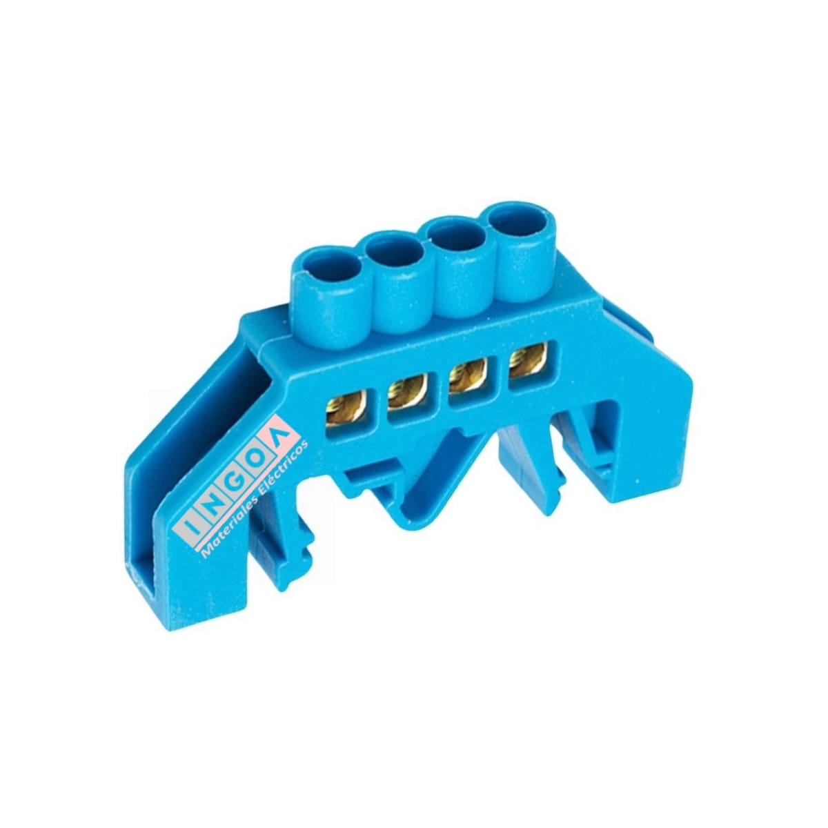 Barra Repartidora Riel Din 4 Conexiones Aislada Azul3