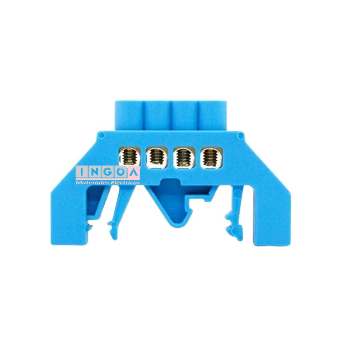 Barra Repartidora Riel Din 4 Conexiones Aislada Azul4