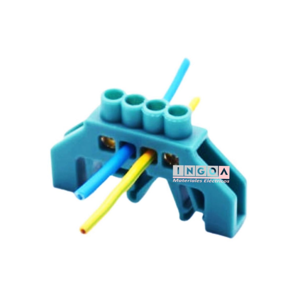 Barra Repartidora Riel Din 4 Conexiones Aislada Azul6