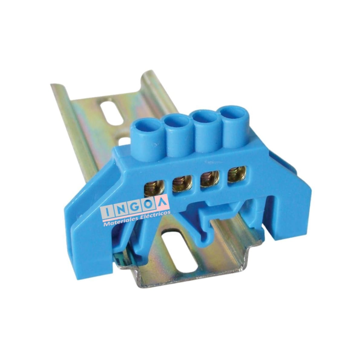 Barra Repartidora Riel Din 4 Conexiones Aislada Azul7