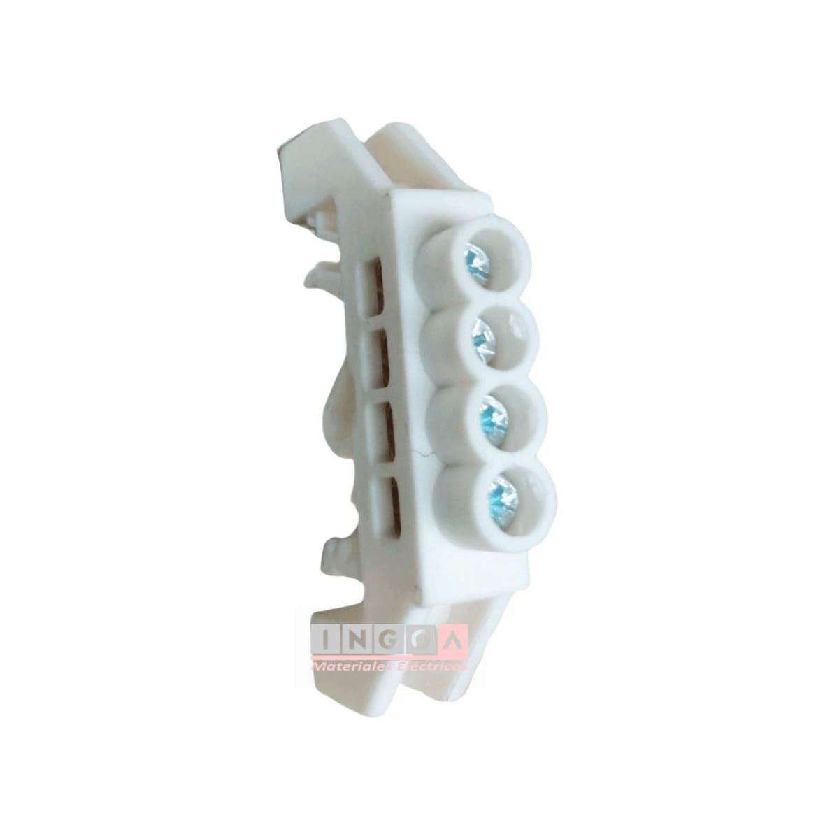 Barra Repartidora Riel Din 4 Conexiones Aislada Blanco4