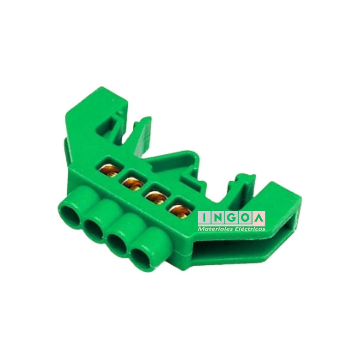 Barra Repartidora Riel Din 4 Conexiones Aislada Verde2