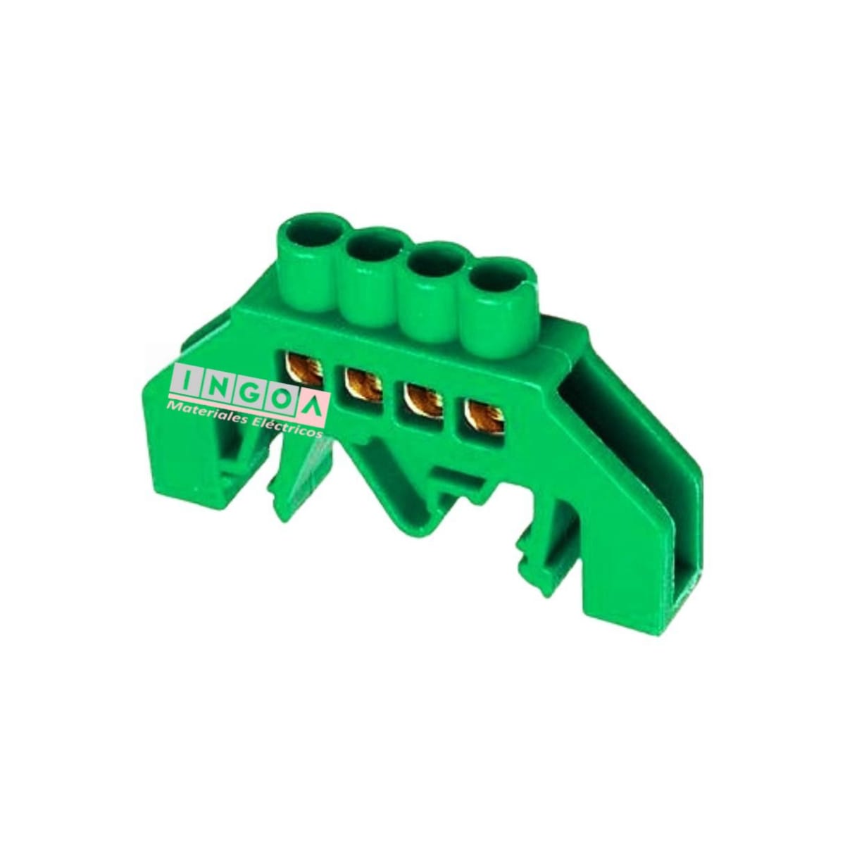 Barra Repartidora Riel Din 4 Conexiones Aislada Verde3