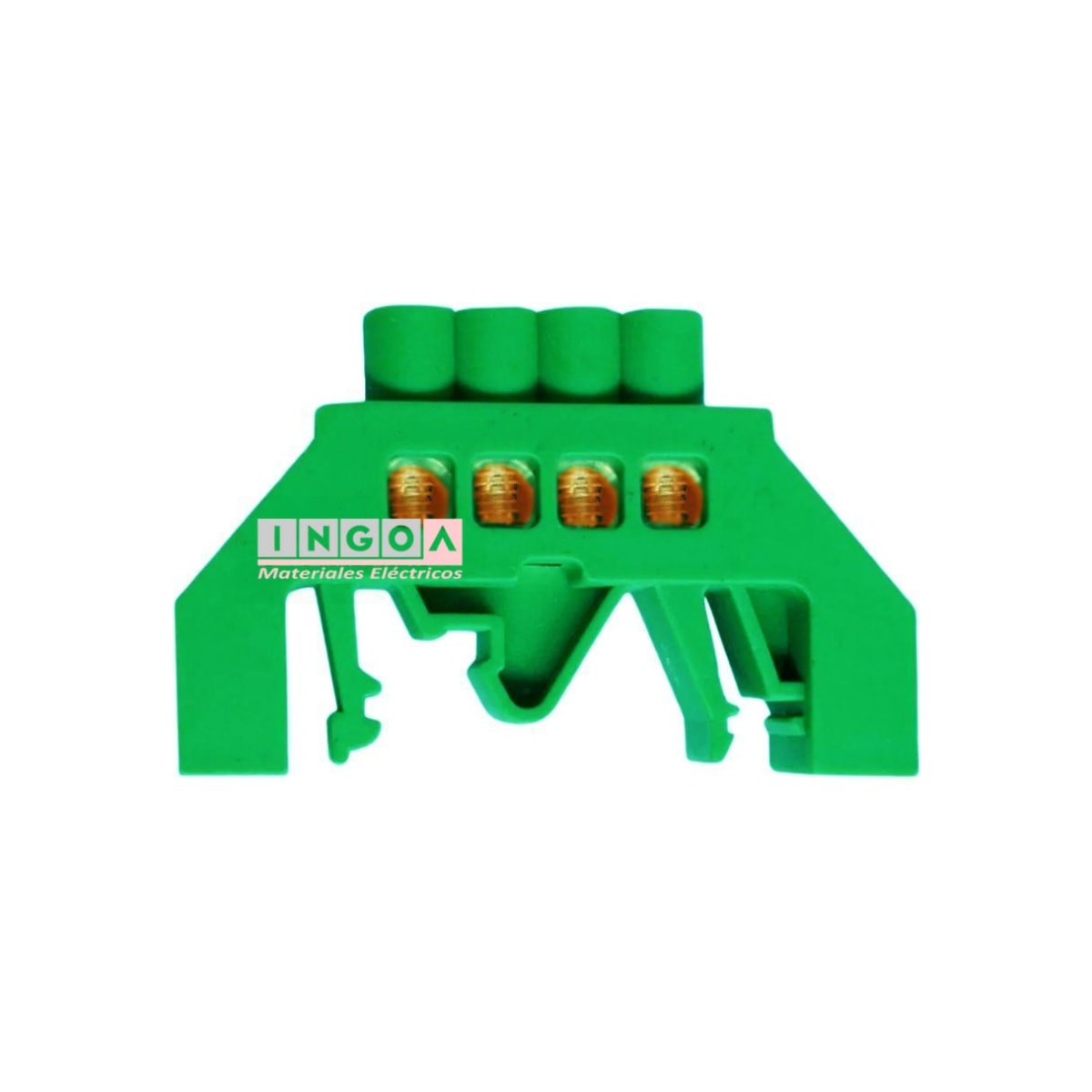 Barra Repartidora Riel Din 4 Conexiones Aislada Verde4