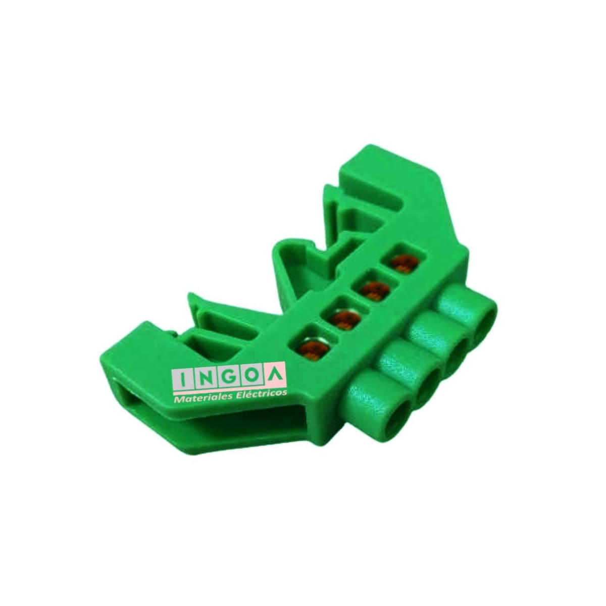 Barra Repartidora Riel Din 4 Conexiones Aislada Verde5