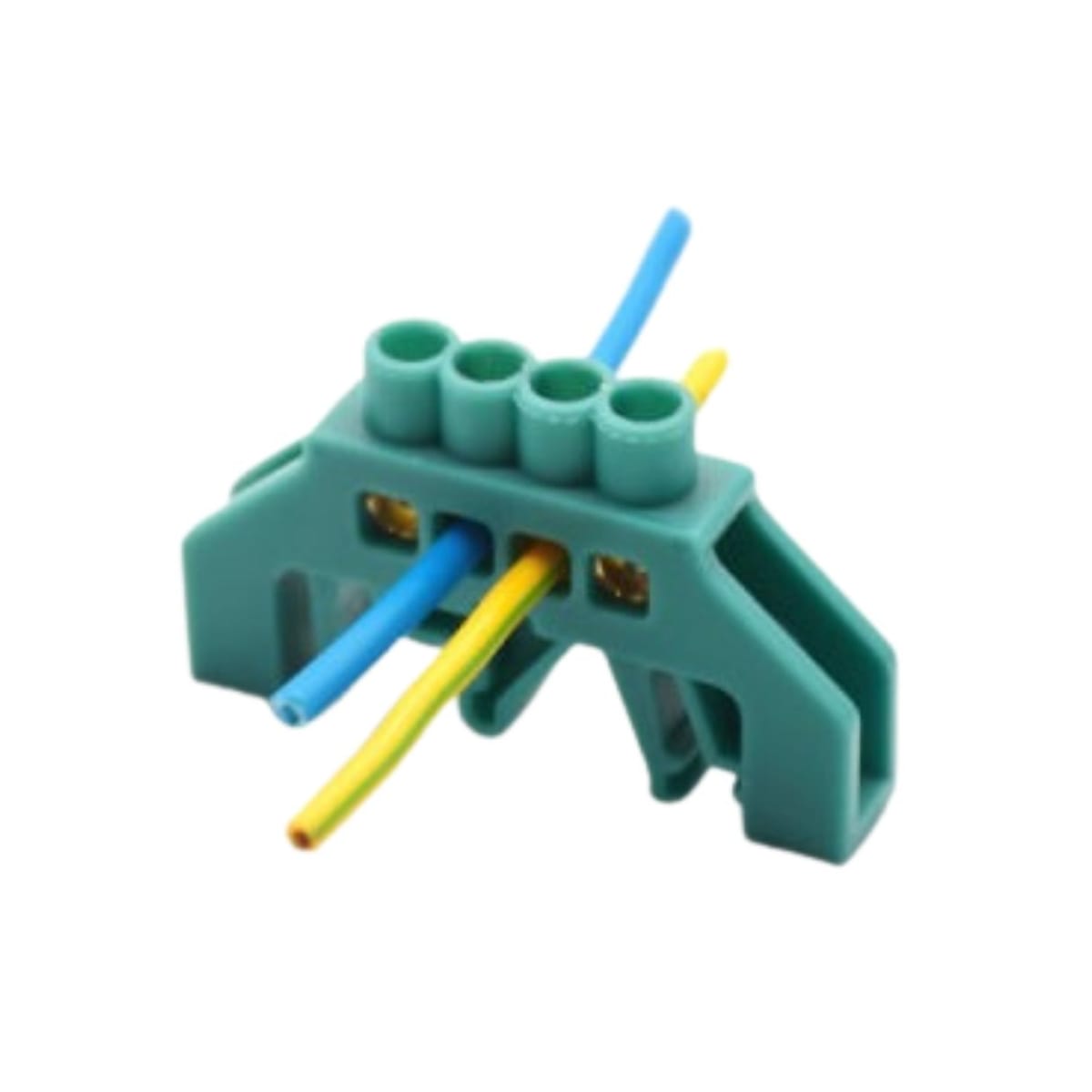 Barra Repartidora Riel Din 4 Conexiones Aislada Verde7