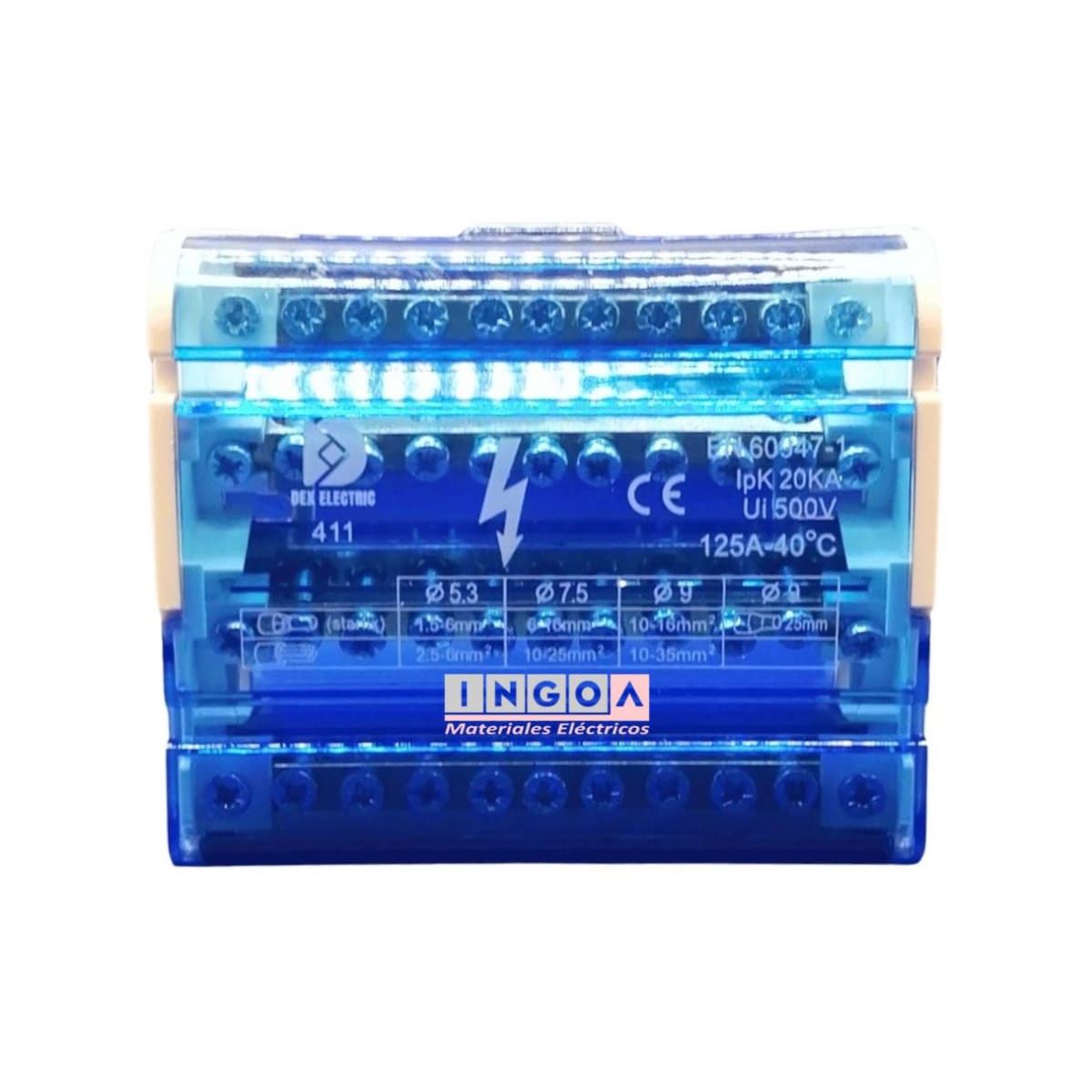 Repartidor Tetrapolar 11 Posic. 125A (Ocupa 6 Mod.) - Vista 2