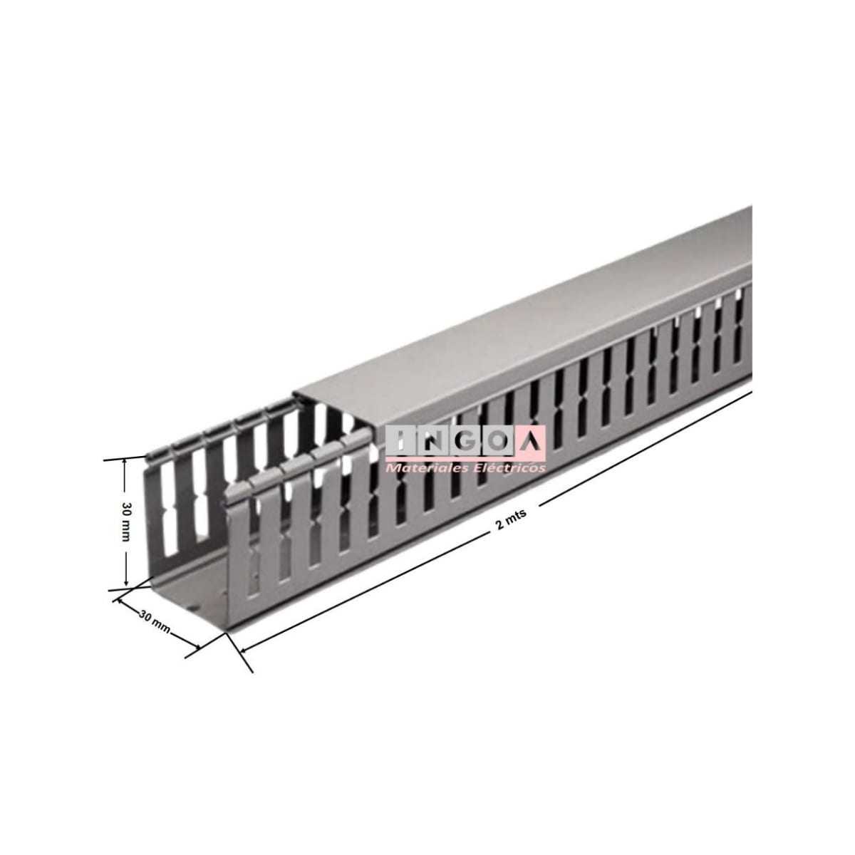 Canaleta 30x30mmx2mt Ranurada Gris3
