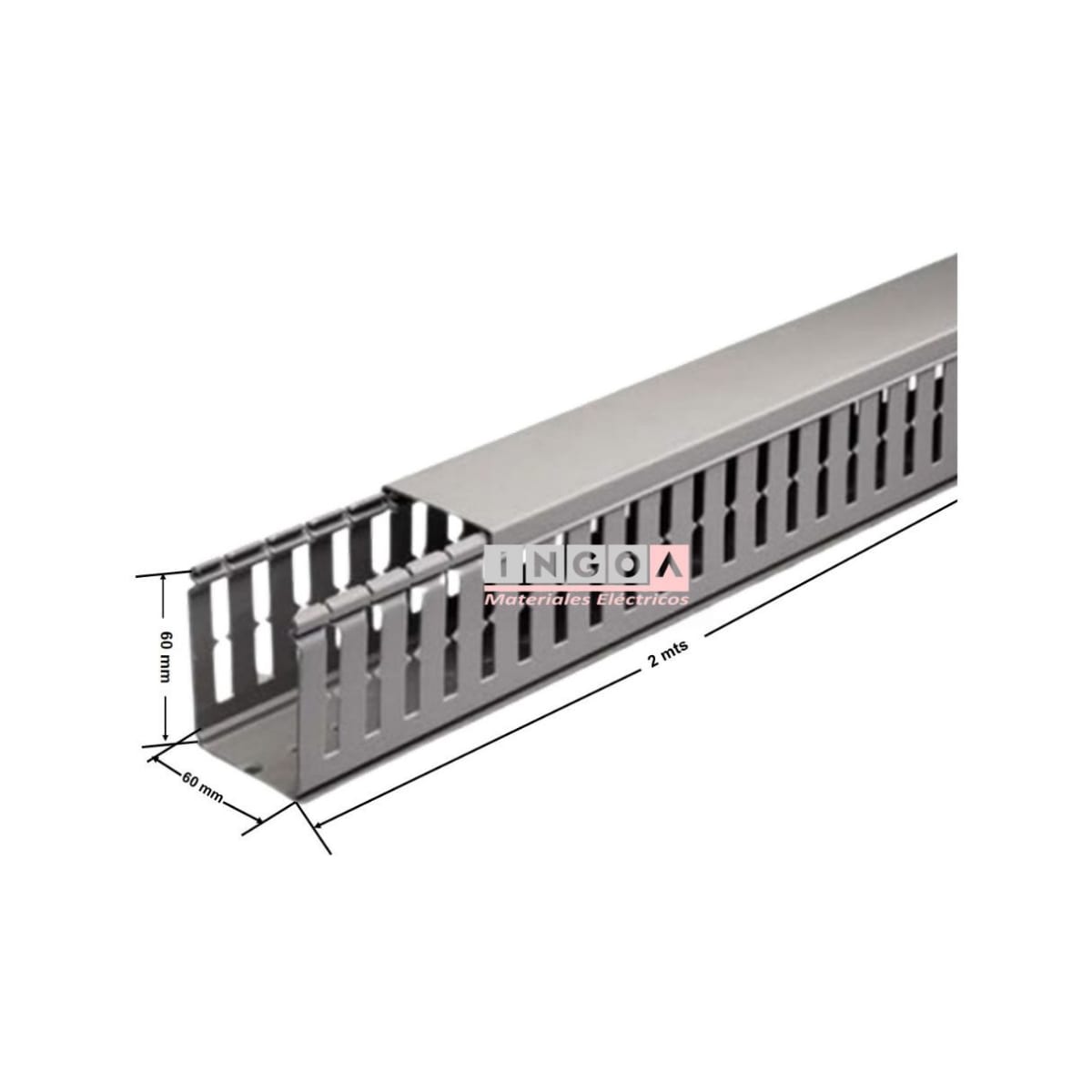 Canaleta 60x60mmx2mt Ranurada Gri.3