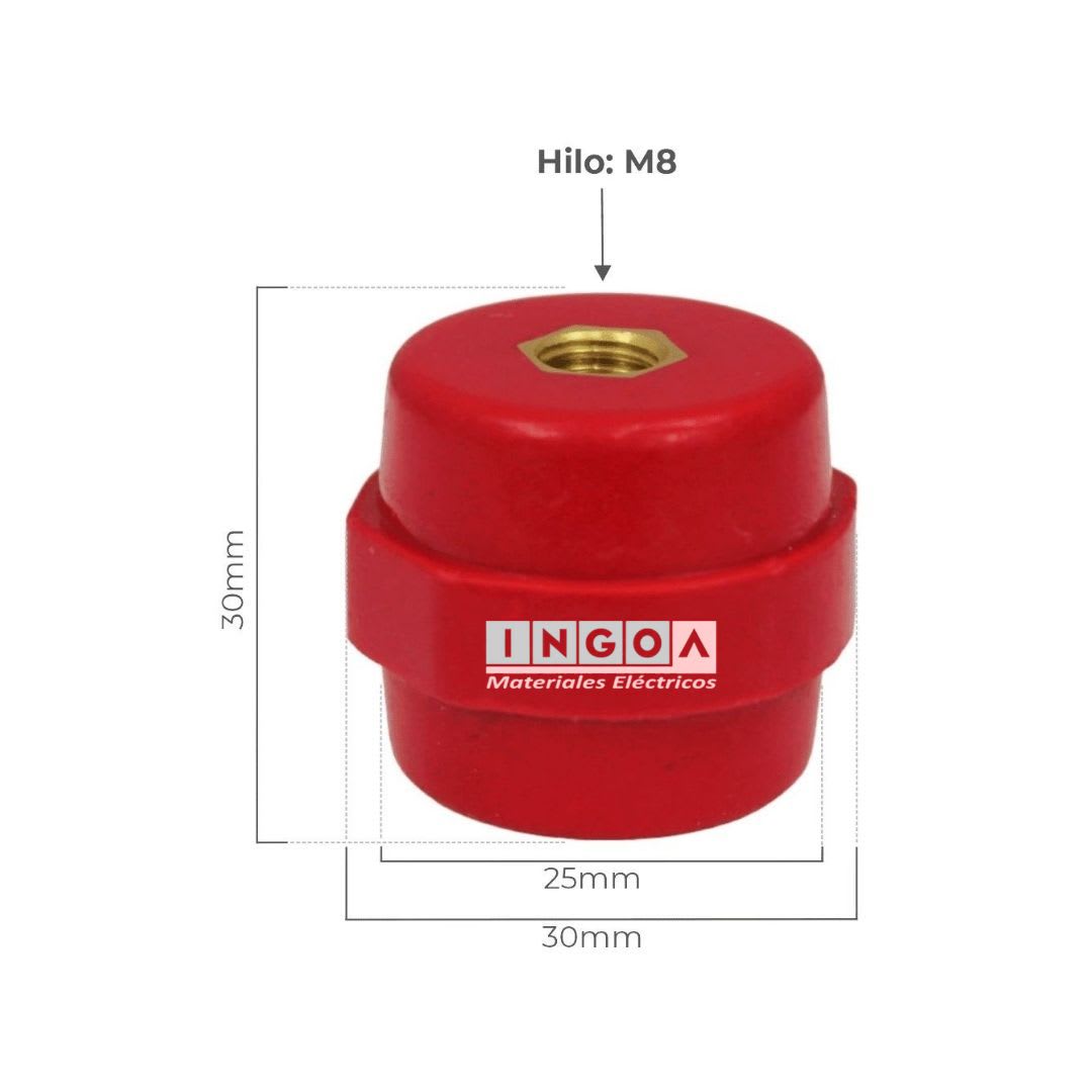 Aislador Tipo Barril 25/30 x30 M8 600v Rojo4
