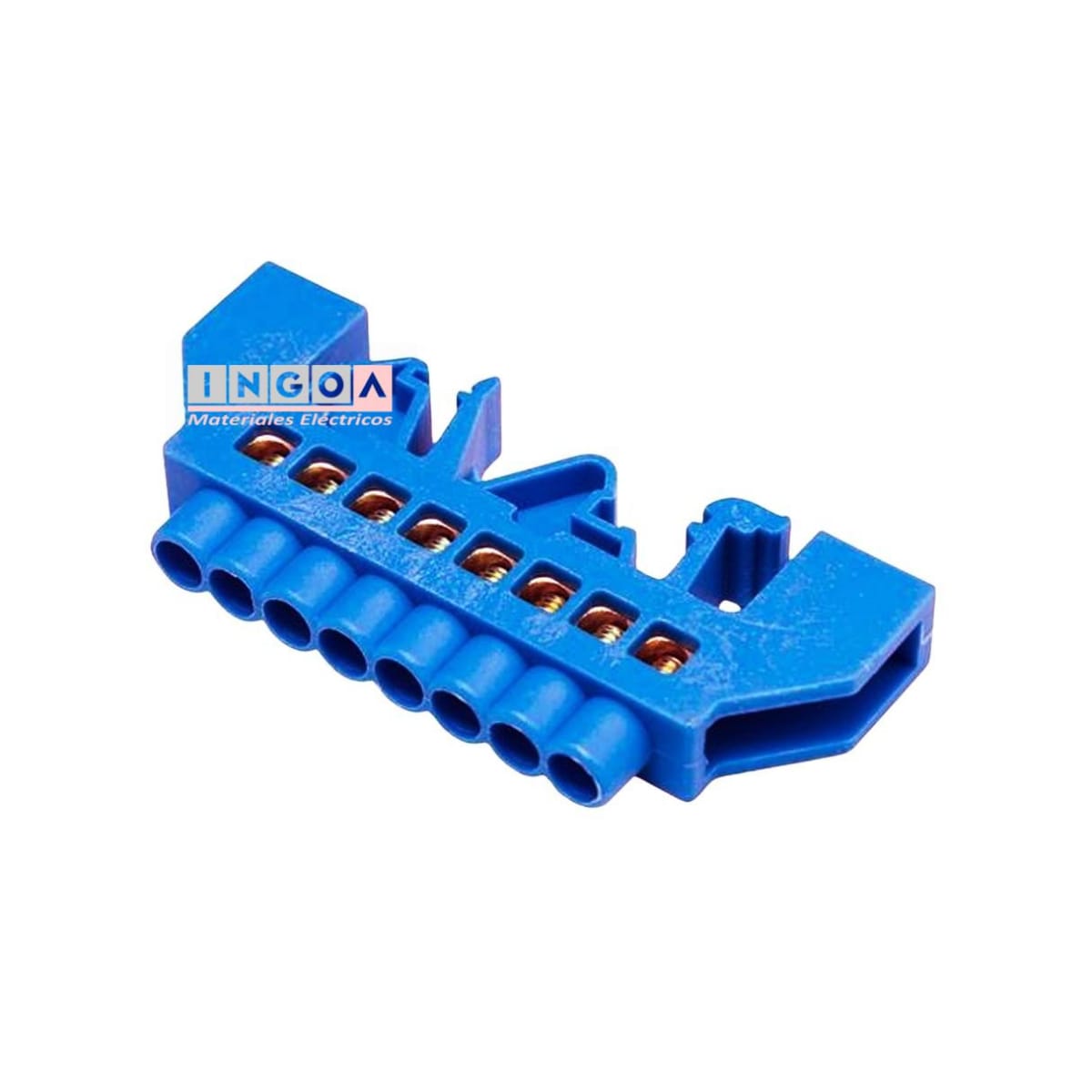 Barra Repartidora Riel Din 8 Conexiones Aislada Azul2