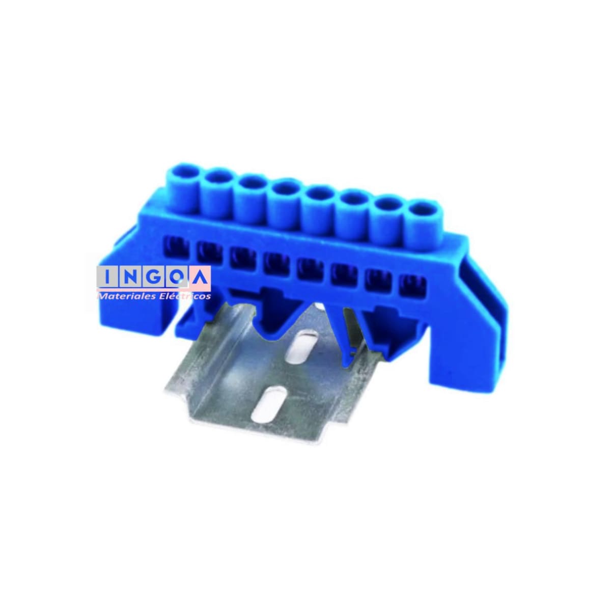 Barra Repartidora Riel Din 8 Conexiones Aislada Azul6