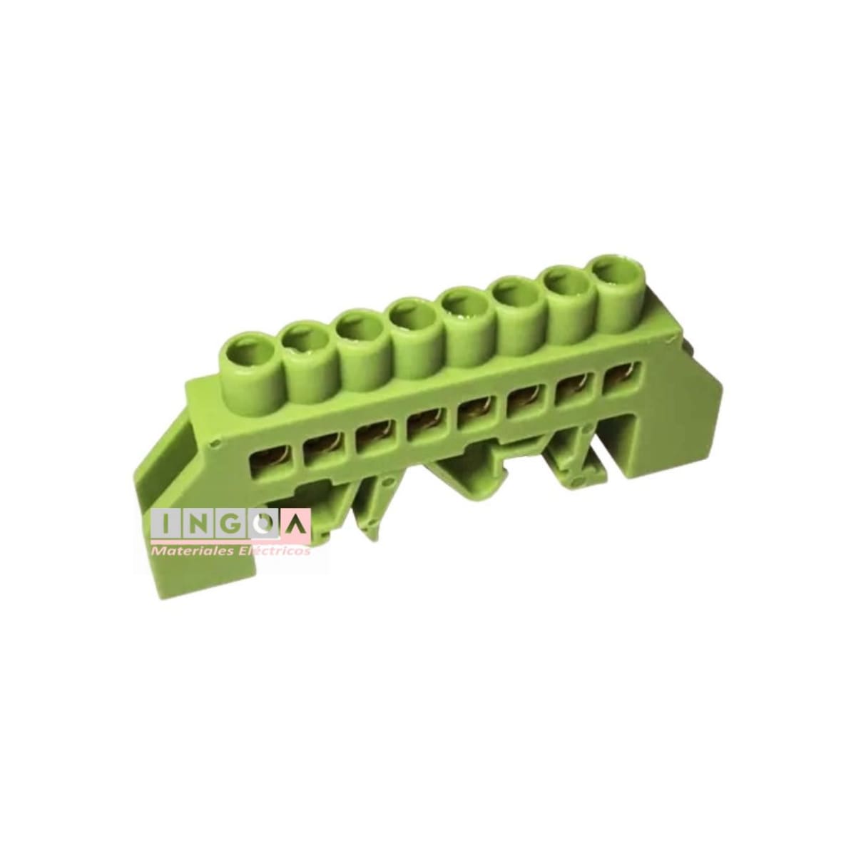 Barra Repartidora Riel Din 8 Conexiones Aislada Verde3