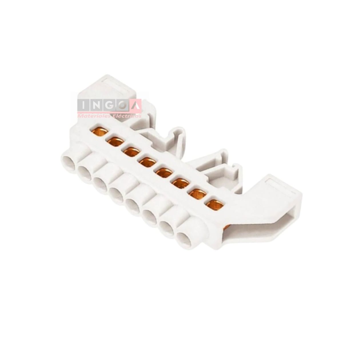 Barra Repartidora Riel Din 8 Conexiones Aislada Blanco2