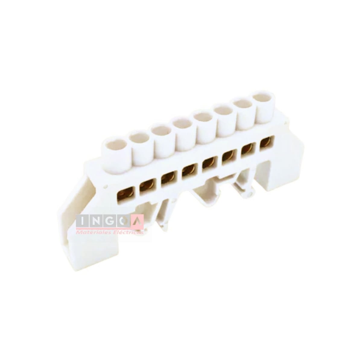 Barra Repartidora Riel Din 8 Conexiones Aislada Blanco3