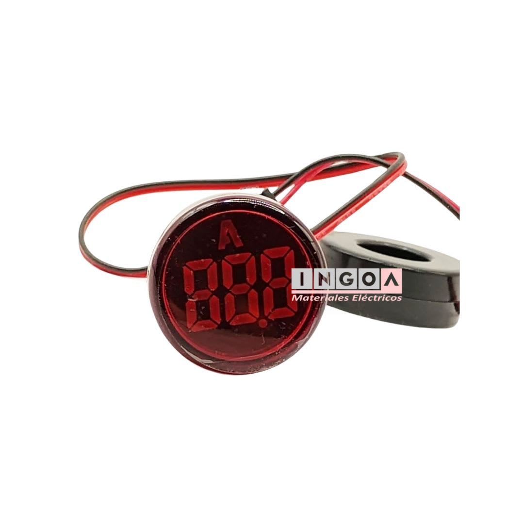 Luz Piloto Led Roja con Amperimetro 0-100A 22mm2
