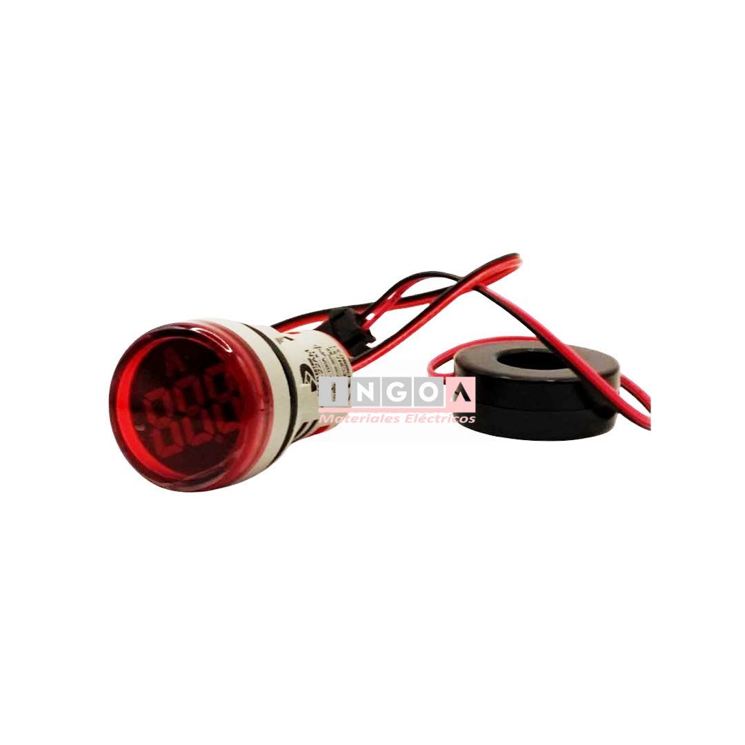Luz Piloto Led Roja con Amperimetro 0-100A 22mm3