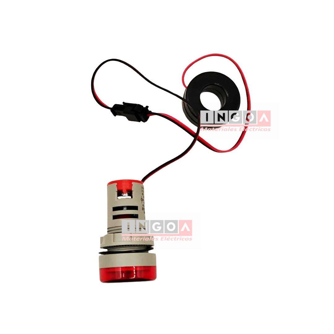 Luz Piloto Led Roja con Amperimetro 0-100A 22mm4