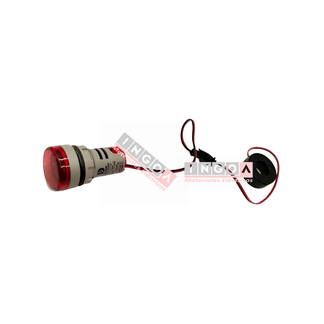 Luz Piloto Led Roja con Amperimetro 0-100A 22mm5