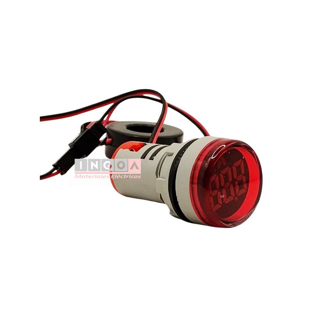 Luz Piloto Led Roja con Amperimetro 0-100A 22mm6