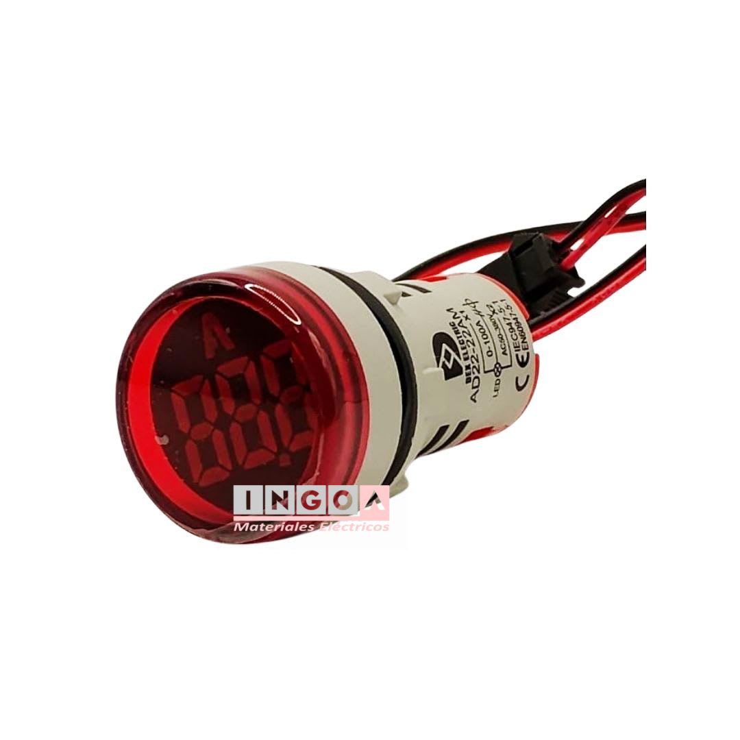 Luz Piloto Led Roja con Amperimetro 0-100A 22mm7